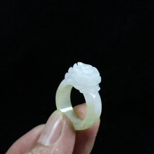 Certified Green Natural A JADE Jadeite Orchid Flower RING USA.8.2 花戒指 j7176 - Picture 1 of 11