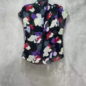 Emporio Armani Women's Abstract Floral Layered Sheer Short Sleeve Blouse SZ 44 - Picture 1 of 6