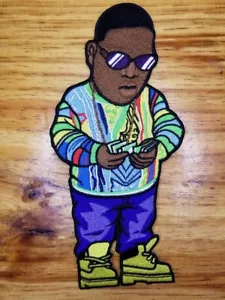 Toppa da stiro caricatura 7" x 3" Biggie Smalls!!! Non serve cucire. - Foto 1 di 1