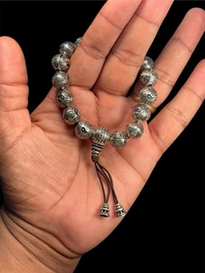 925 Sterling Silver Handmade Tibetan Bracelet 58g 9mm Antique Finish - Picture 1 of 11
