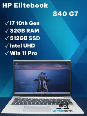 HP Elitebook 840 G7 i7-10510u 32GB RAM 512GB SSD 14" FullHD Backlight Win11 - Bild 1 von 4