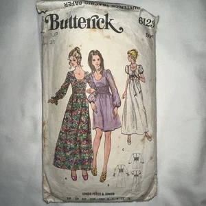 Butterick 6123 Shirred Waist Dress Jnr Petite Sz 5 B: 31” Vintage C.1971 - Picture 1 of 7