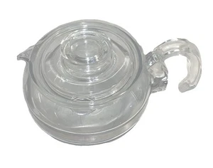 PYREX Flameware Glass 6 Cup VTG Tea Pot Stove Top Coffee Kettle W/ Lid 8446-B - Picture 1 of 16