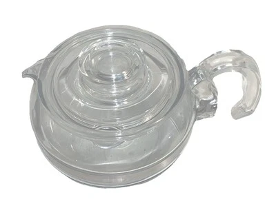 PYREX Flameware Glass 6 Cup VTG Tea Pot Stove Top Coffee Kettle W/ Lid 8446-B - Image 1 of 4