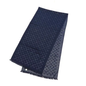 Louis Vuitton Scarf Etoile LV Timeless M71388 Navy Blue Cashmere Rayon Polyester - Picture 1 of 9