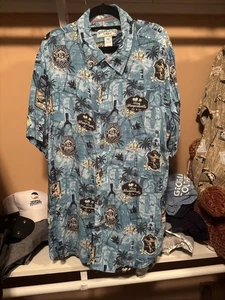 Margaritaville Hemd Erwachsene XL blau Button Down leicht Hawaii Herren - Bild 1 von 8