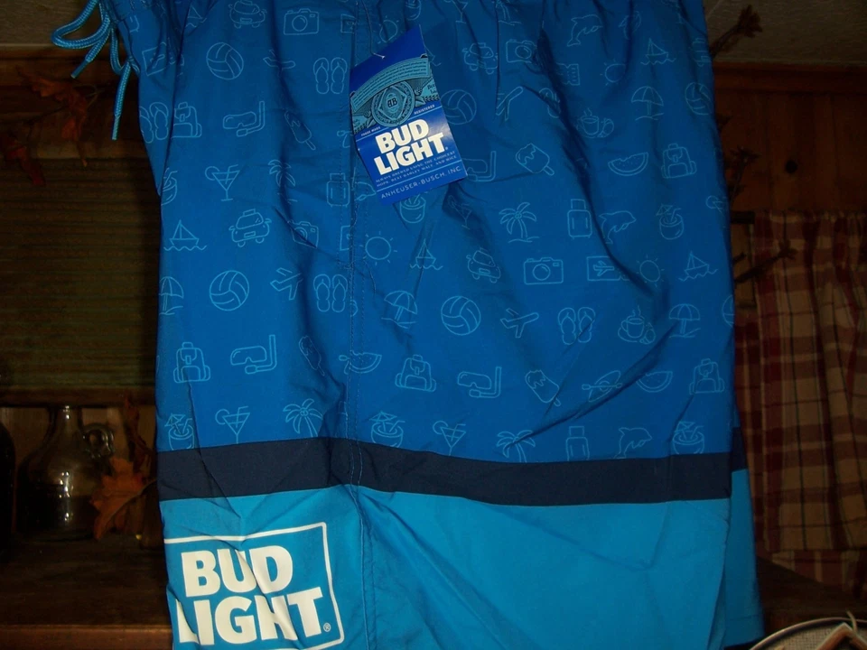 BUD LIGHT HOMBRE BOARD SHORTS BAÑADOR TALLA 2XL 44-46 AZUL CORDÓN NUEVO Foto 1 de 1