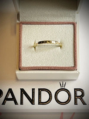 Authentic Pandora 14k Gold Signature I-D Collier Ring 152230C00-56 size 7.5 NEW! - Image 1 of 4