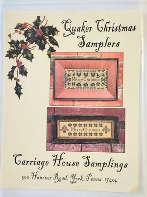 CARRIAGE HOUSE SAMPLINGS QUAKER CHRISTMAS SAMPLERS CROSS STITCH  CHART NEW - Image 1 of 3