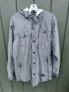 Nike SB Chambray Fleece Lined Hooded Button Jacket Gray Mens Small - Picture 1 of 3
