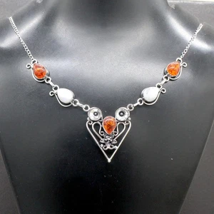 Baltic Amber Gemstone Handmade 925 Sterling Silver Jewelry Necklace Size-17-18" - Picture 1 of 5