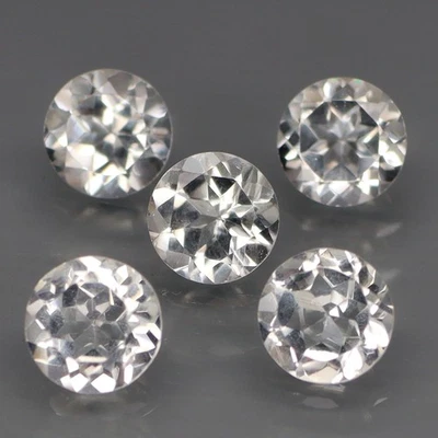 Redondo 6 mm.Excepcional Topacio Blanco Natural África ¡Fuego Completo! 5 piezas/5,05 quilates Foto 1 de 4