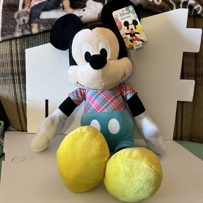 Disney Mickey Mouse 18” Pascua Tela Escocesa Peluche Just Play ETIQUETAS NUEVAS (2023) X5 Foto 1 de 4
