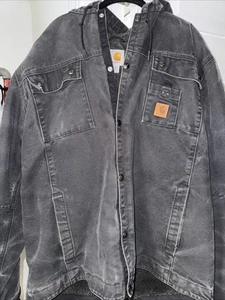 Carhartt Multi-Pocket Sandstone Jacket Sherpa Lined Size L Tall J284 BLK - Bild 1 von 7