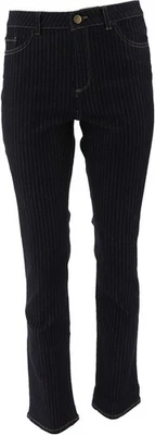 LOGO Lori Goldstein Straight Leg Pinstriped Jean Dark Wash 22W NWOT (1120) - Image 1 of 4