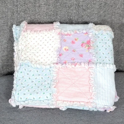 Patchwork Flannel Blanket Throw Floral Gingham Shabby Cottagecore 51x48 - Image 1 of 4