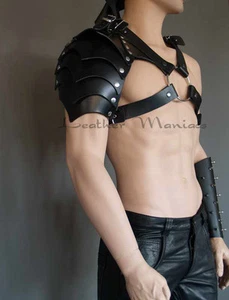 Blindaje de hombro de cuero gladiador armadura disfraz de carnaval - Imagen 1 de 3