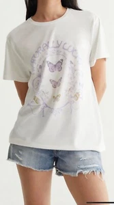 LUCKY BRAND T-Shirt ""Naturally Lucky"" Schmetterlinge, lila, Geschenk für sie, Größe S - Bild 1 von 6