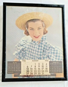 Calendario agosto 1956 originale metà secolo paese incorniciato The Timken Bearings Co. - Foto 1 di 12