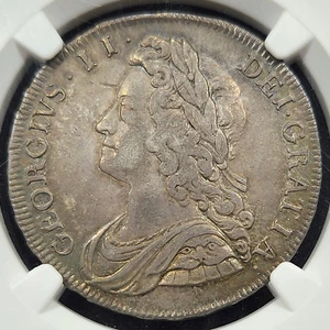 Silver 1731 Plumes & Roses Great Britain 1/2 Half Crown | NGC VF30 - Picture 1 of 3