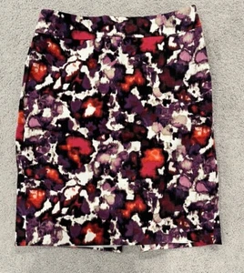 Ann Taylor Women’s Red Purple Floral Pattern Short Skirt Size 6 - Picture 1 of 3