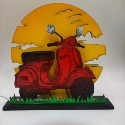 Lampada Vespa Piaggio A Led In Legno, Vespa 50; Vespa 50 Special  - Immagine 1 di 2
