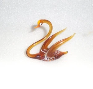 20% OFF SALE Vintage Hand Blown Amber Murano Art Glass Swan Figurine – MINT! - Picture 1 of 4