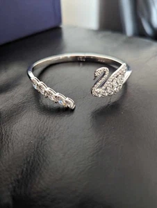 SWAROVSKI Swan Lake Sparkling Crystals Bangle, Bracelet Silver Size M - Picture 1 of 6