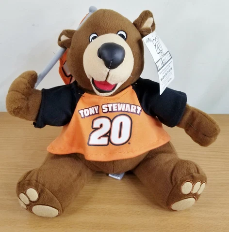 Sugar Loaf NASCAR 10" Sitting Plush Bear Tony Stewart Preowned holding flag Cover