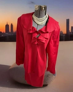 NEW Larry Levine Skirt Suit Size 24W Two Piece Set French Placket Ruffle Front - Picture 1 of 24