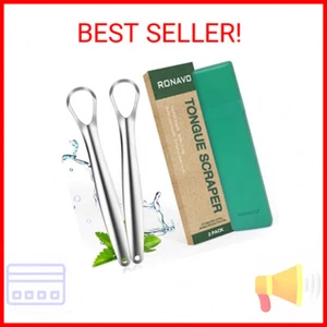 RONAVO Tongue Scraper for Kids & Adults, Tongue Cleaner for Small Mouth, Fights - Picture 1 of 2