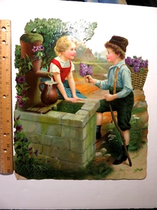 Incredibly Rare 13x11 Beautiful Victorian Die Cut Couple - Picture 1 of 12