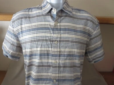 New Quiksilver Men's Shirt Creme Color Striped Beach Summer Fishing Size Large - Image 1 of 4