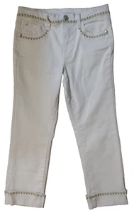 Pantalones de mezclilla blancos recortados de pierna recta Matilda Jane Enchanted Garden Logan para niña talla 8 - Imagen 1 de 6