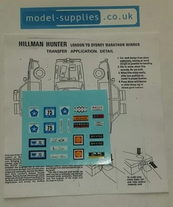 Corgi 302 Hillman Hunter London-Sydney Rallye Repro Transfer Set & Instructions - Picture 1 of 2