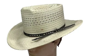 Vintage Penney's Straw Cowboy Western Ranch Hat USA Size 7 - Picture 1 of 8