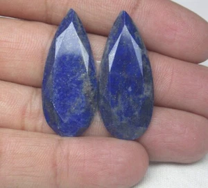 Natural Lapis Lazuli Gemstone Pair Pear Cab 31.15 Cts Loose Cabochon J 2628 - Picture 1 of 5