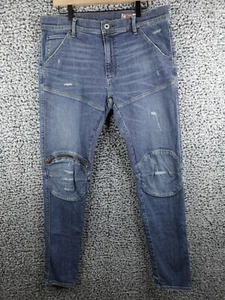 G-Star Raw 5620 3D Slim Stretch Denim Jeans Blue 36x34 Button Fly Double Knee - Picture 1 of 24