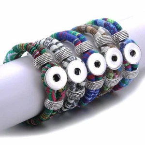 Neu Handgefertigt Geflochten Leder Druckknopf Armband Armreifen Passend 18mm Druckknöpfe Schmuck - Bild 1 von 45