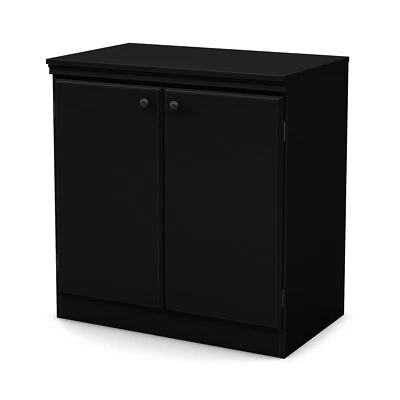 Mueble de oficina South Shore Morgan negro puro 2 estantes dormitorio de madera Foto 1 de 4