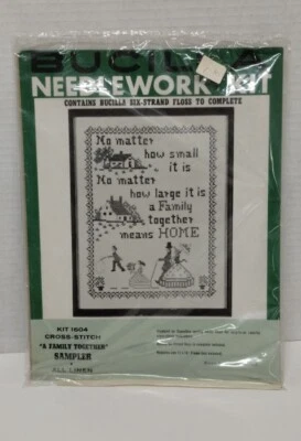 VTG Bucilla Needlework Kit 1604 "A Family Together" Sampler 11x14" - Image 1 of 2