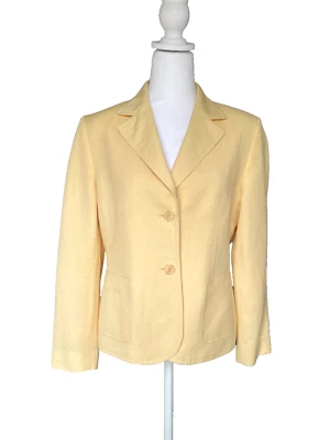 Vintage Butter Yellow Anne Klein Blazer 10P Linen Blend Coastal Quiet Luxury - Image 1 of 4