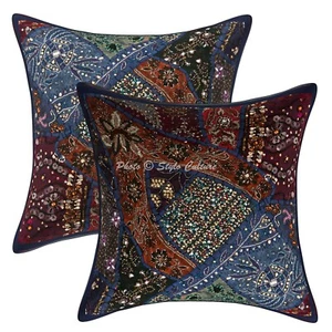 Cushion Cover Pillow Case Beaded Boho Ethnic Traditional Throw Decor Art Yoga - Picture 1 of 6