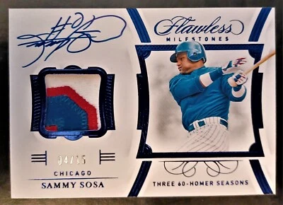 SAMMY SOSA-2020 Flawless Sapphire (#4/15) 3-COLOR PATCH/JERSEY/AUTO/AUTOGRAPH - Image 1 of 2