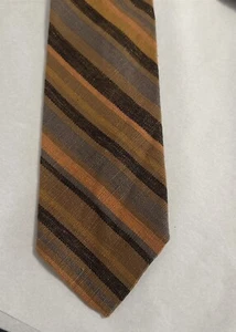 Vintage Tie Eros Wide Mens Necktie Brown Diagonal Stripe Tweed Thick - Picture 1 of 7