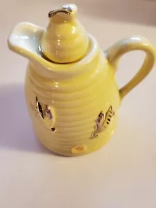 Vintage Pottery Yellow Bee Hive Honey Pot with Lid - Made In USA - Picture 1 of 4
