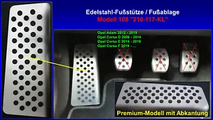 Reposapiés Alupedal reposapiés pedal Opel Adam Corsa D E F acero inoxidable - Imagen 1 de 2