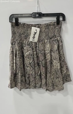 Minifalda Karlie para mujer marrón con estampado de serpiente cintura elástica talla L Foto 1 de 4