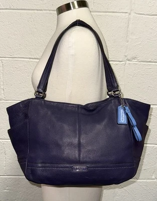 2013 Coach Park Carrie Purple Leather Shoulder Shopper Purse Bag F23284 - Image 1 of 4