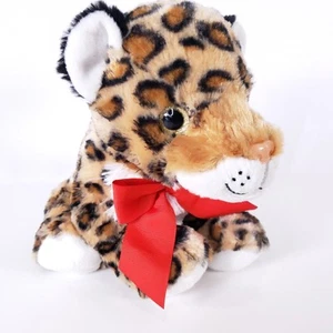 Mty International Valentine’s Day Jungle 9" Leopard Plush Stuffed Animal Red Bow - Picture 1 of 8